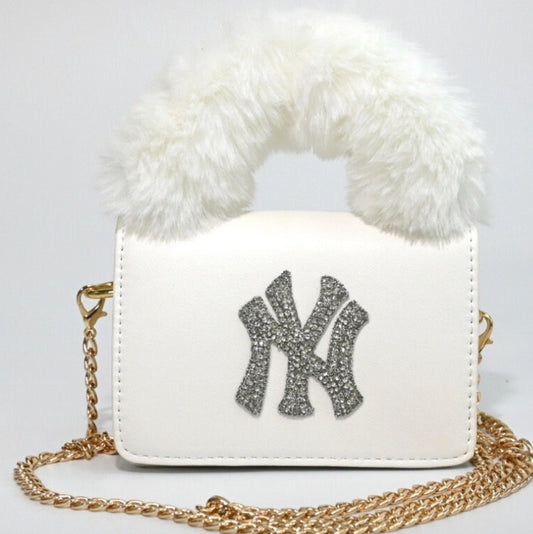White NY Furry Bag