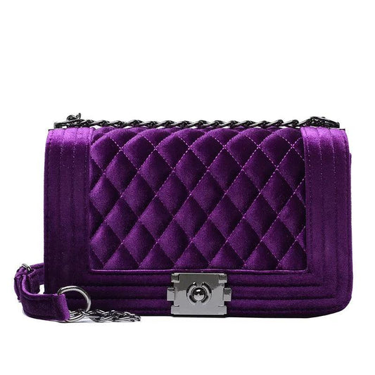 Purple Velvet Classy Handbag