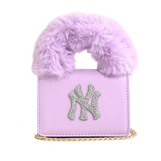 Purple NY Furry Bag