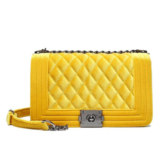 Yellow Velvet Classy Handbag